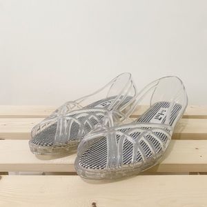 NIB Vintage Jelly Clear Sparkle Gingham Sandal 8